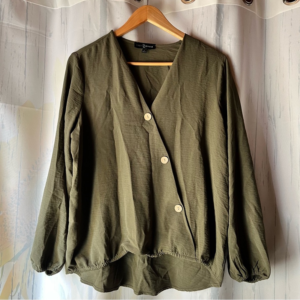 FRED DAVID Olive Green Top